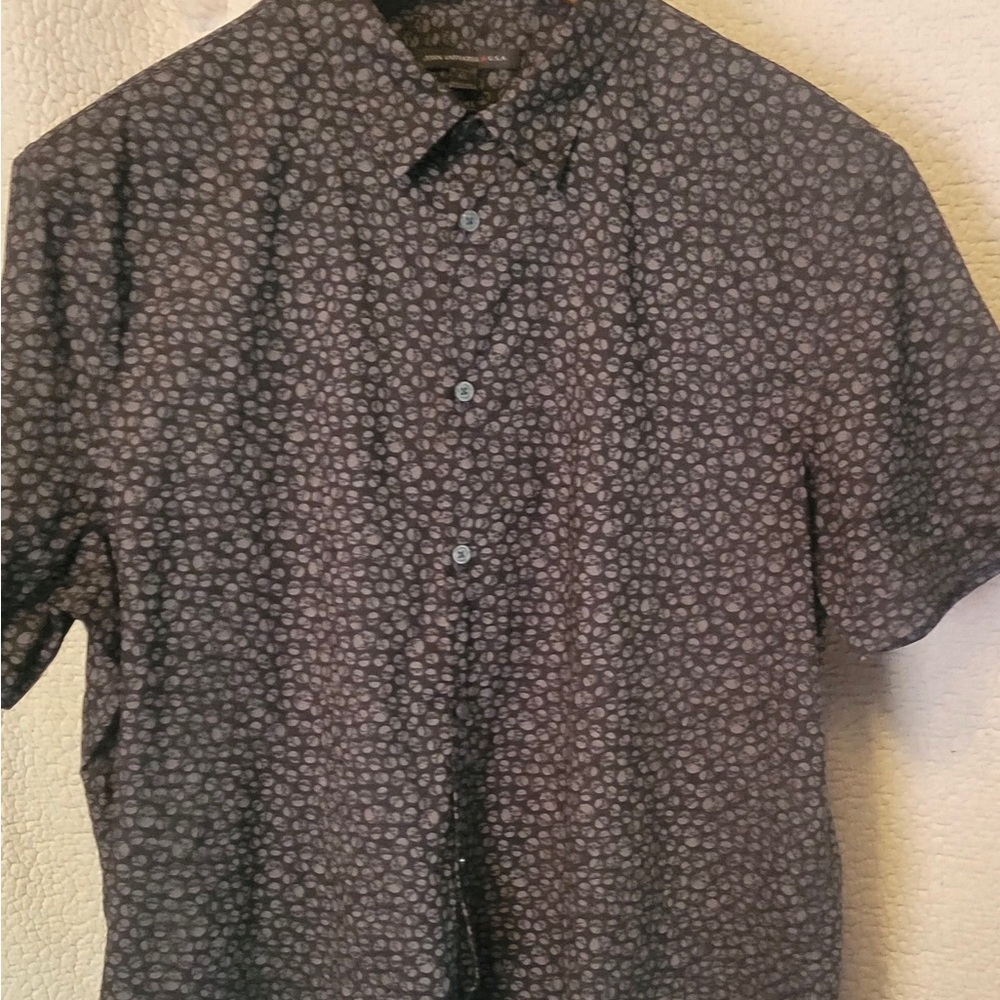 John Varvatos Black Casual Button Down Shirt with Skull Pattern
